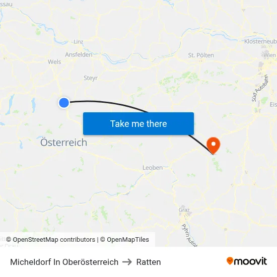 Micheldorf In Oberösterreich to Ratten map