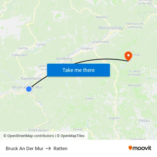 Bruck An Der Mur to Ratten map