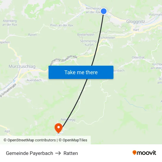 Gemeinde Payerbach to Ratten map