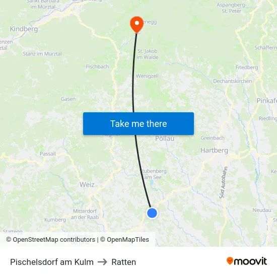 Pischelsdorf am Kulm to Ratten map