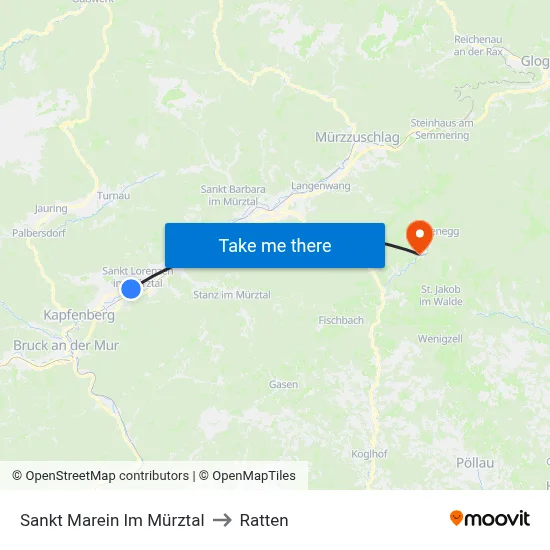 Sankt Marein Im Mürztal to Ratten map