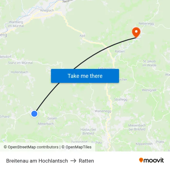 Breitenau am Hochlantsch to Ratten map