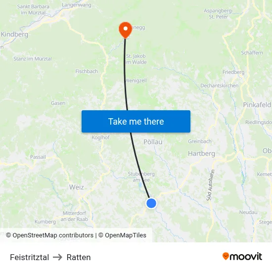 Feistritztal to Ratten map