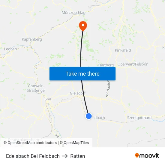 Edelsbach Bei Feldbach to Ratten map