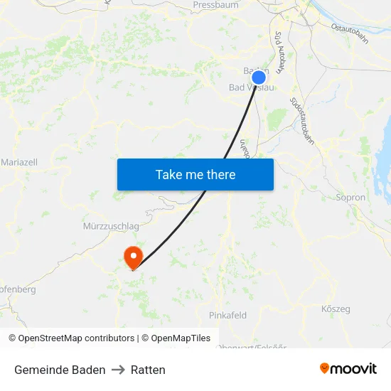 Gemeinde Baden to Ratten map