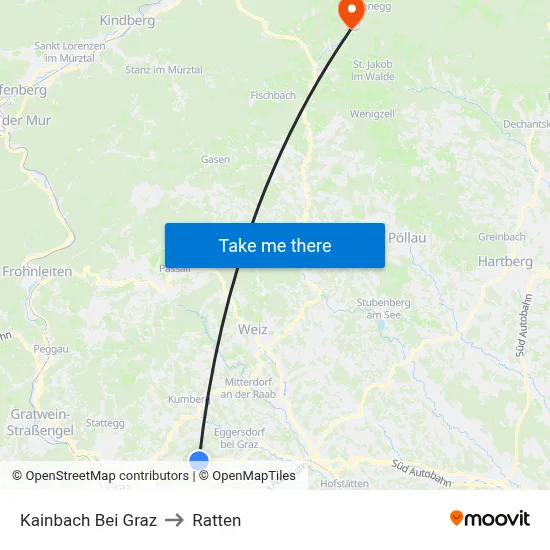 Kainbach Bei Graz to Ratten map