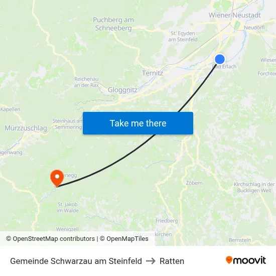 Gemeinde Schwarzau am Steinfeld to Ratten map