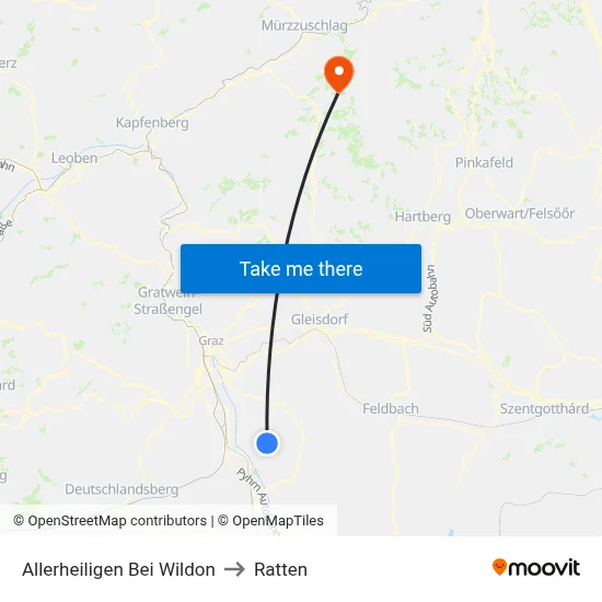 Allerheiligen Bei Wildon to Ratten map
