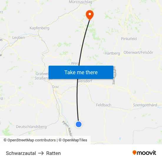 Schwarzautal to Ratten map