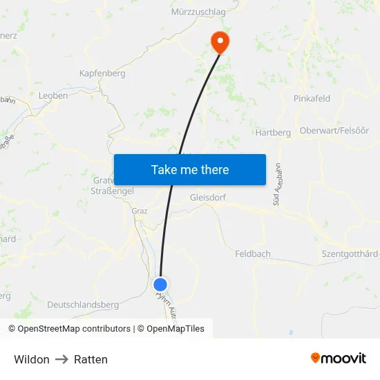 Wildon to Ratten map