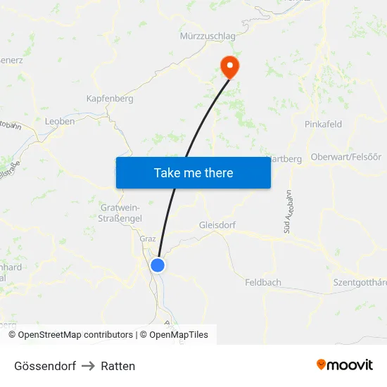 Gössendorf to Ratten map