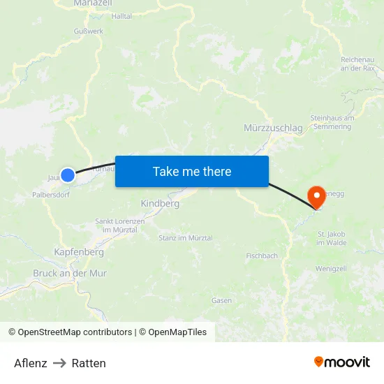 Aflenz to Ratten map