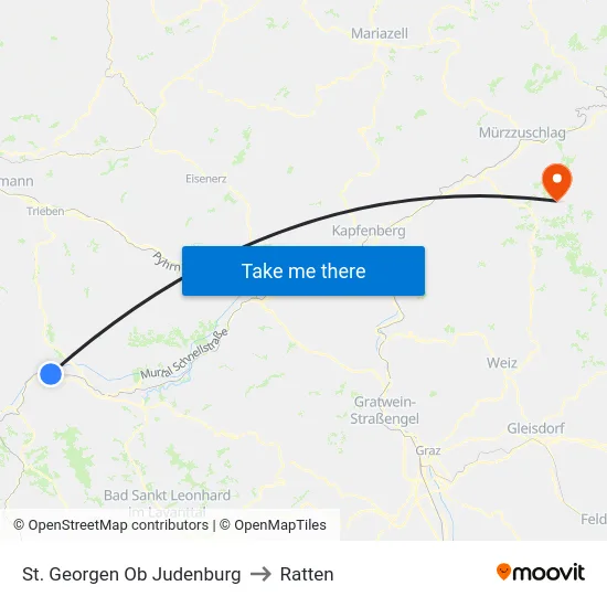 St. Georgen Ob Judenburg to Ratten map