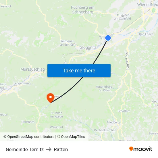 Gemeinde Ternitz to Ratten map