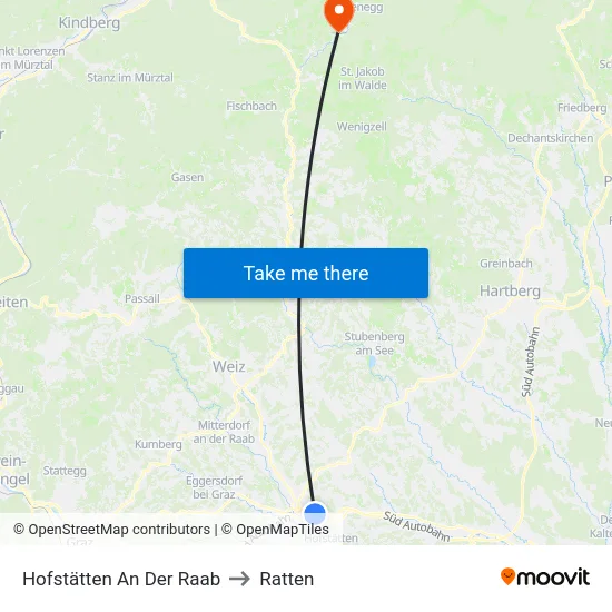 Hofstätten An Der Raab to Ratten map