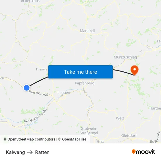 Kalwang to Ratten map