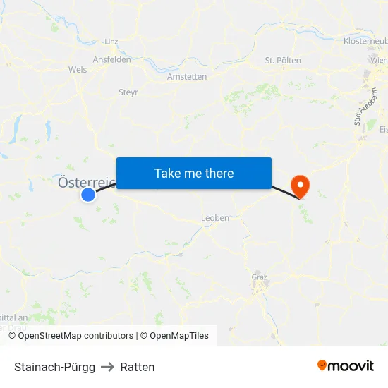 Stainach-Pürgg to Ratten map