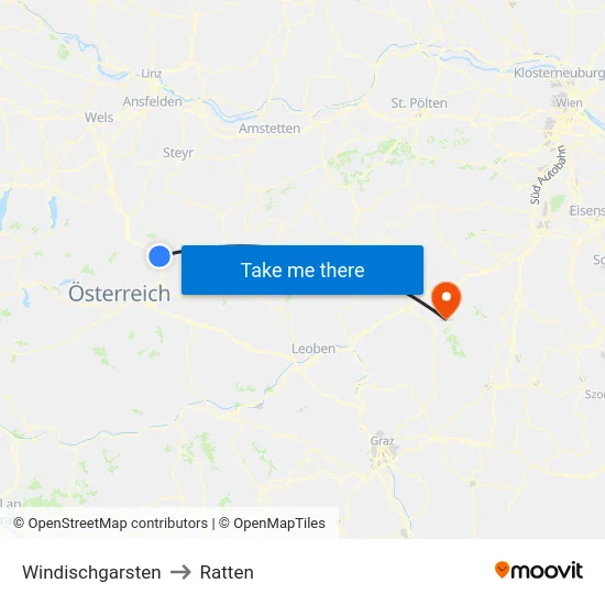 Windischgarsten to Ratten map
