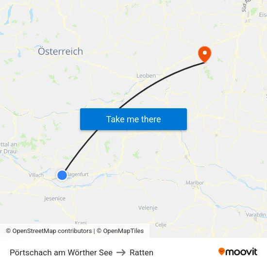 Pörtschach am Wörther See to Ratten map