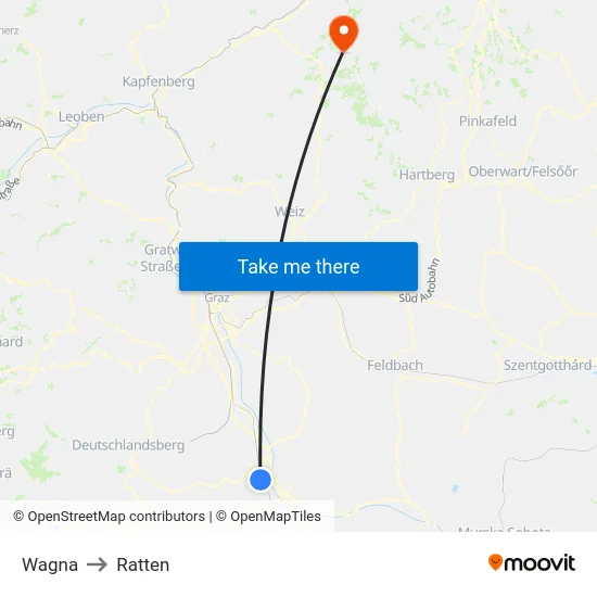 Wagna to Ratten map