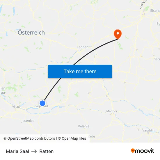 Maria Saal to Ratten map