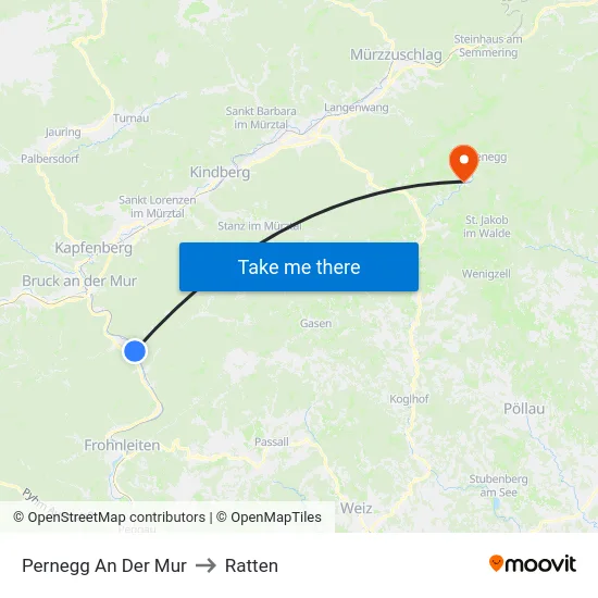 Pernegg An Der Mur to Ratten map