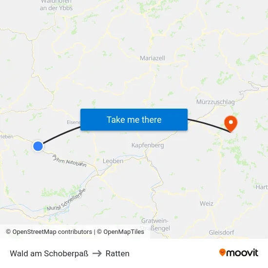 Wald am Schoberpaß to Ratten map