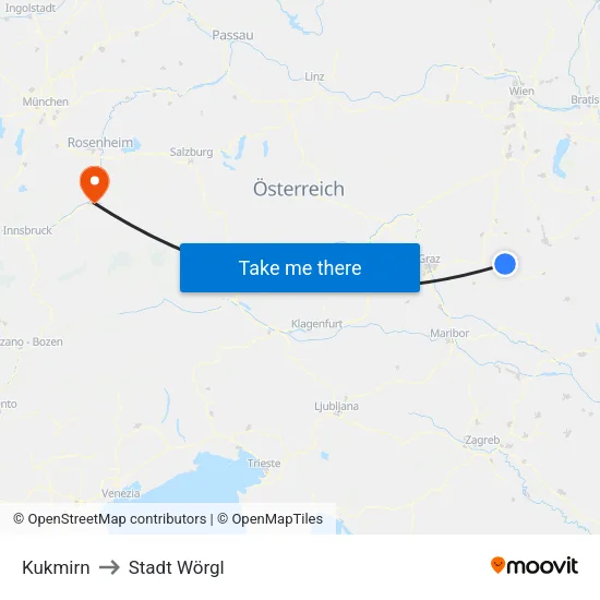 Kukmirn to Stadt Wörgl map
