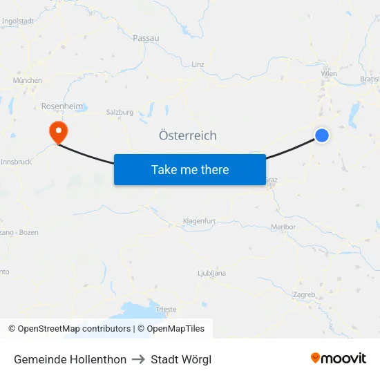 Gemeinde Hollenthon to Stadt Wörgl map