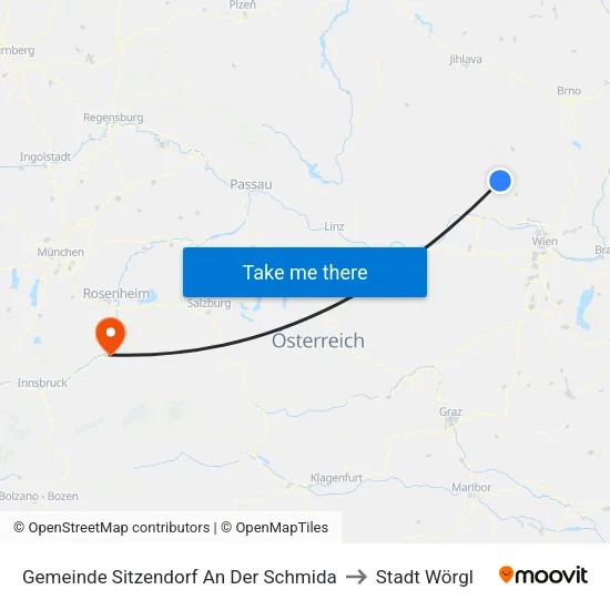 Gemeinde Sitzendorf An Der Schmida to Stadt Wörgl map