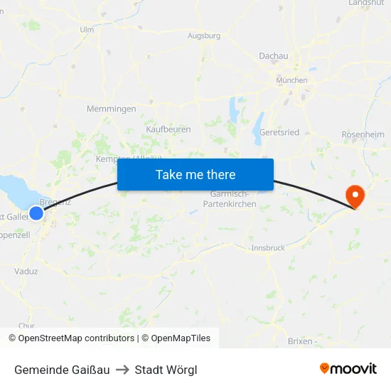 Gemeinde Gaißau to Stadt Wörgl map