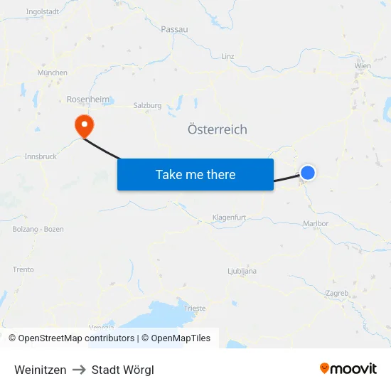 Weinitzen to Stadt Wörgl map