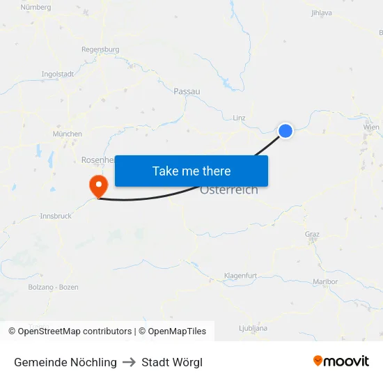 Gemeinde Nöchling to Stadt Wörgl map