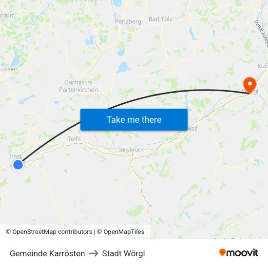 Gemeinde Karrösten to Stadt Wörgl map