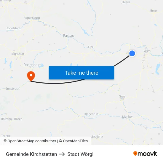 Gemeinde Kirchstetten to Stadt Wörgl map