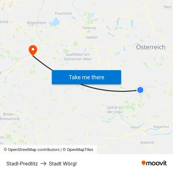 Stadl-Predlitz to Stadt Wörgl map