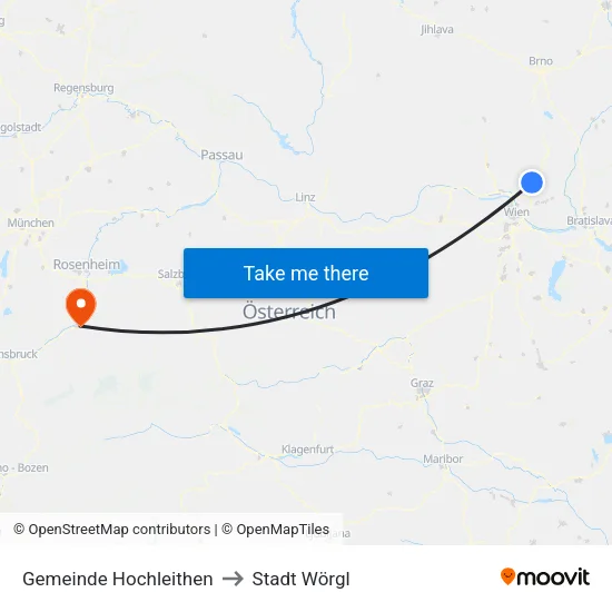 Gemeinde Hochleithen to Stadt Wörgl map