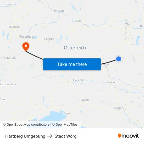 Hartberg Umgebung to Stadt Wörgl map