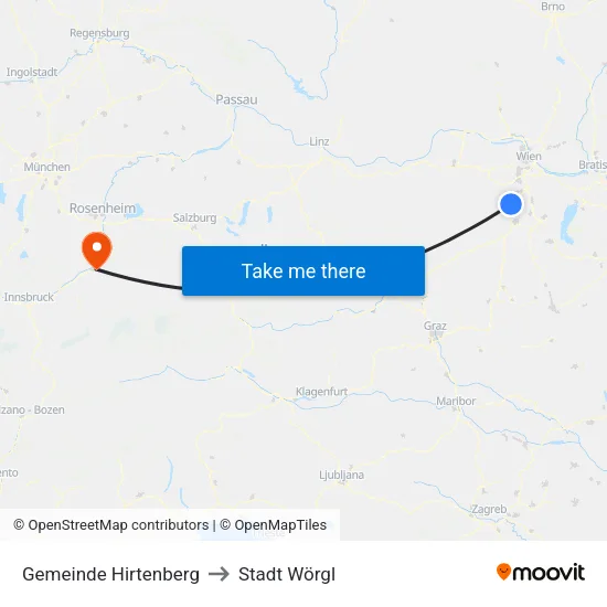 Gemeinde Hirtenberg to Stadt Wörgl map
