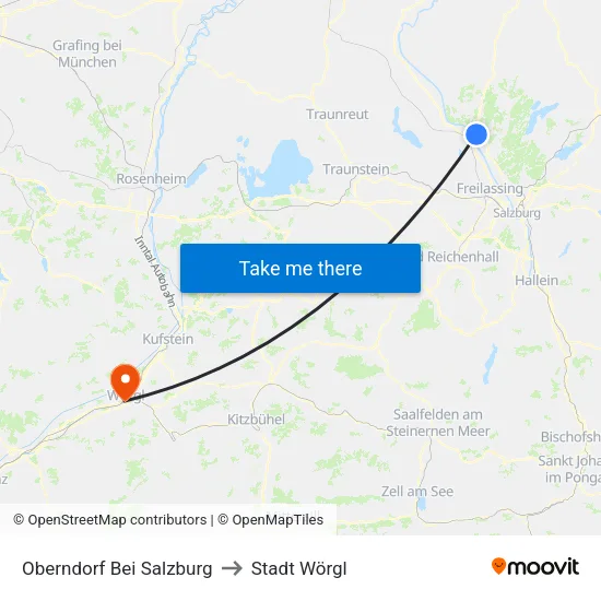 Oberndorf Bei Salzburg to Stadt Wörgl map