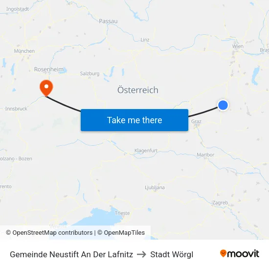 Gemeinde Neustift An Der Lafnitz to Stadt Wörgl map
