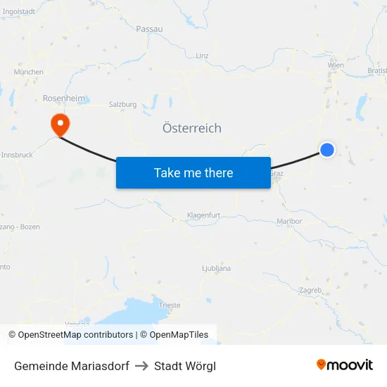 Gemeinde Mariasdorf to Stadt Wörgl map