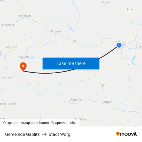 Gemeinde Gablitz to Stadt Wörgl map