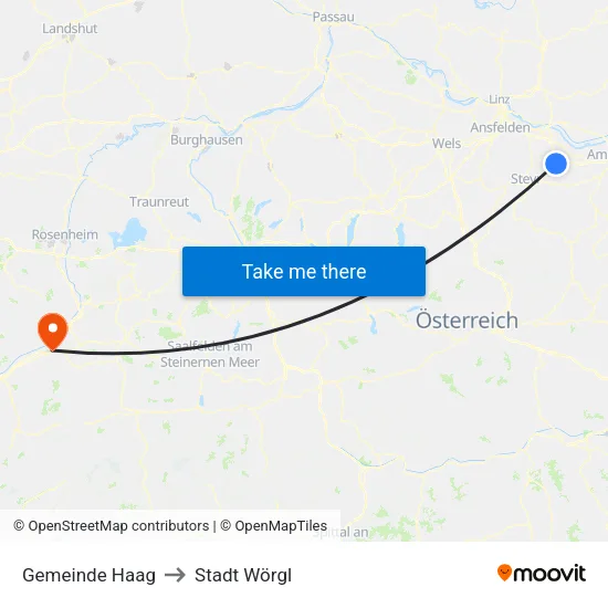 Gemeinde Haag to Stadt Wörgl map