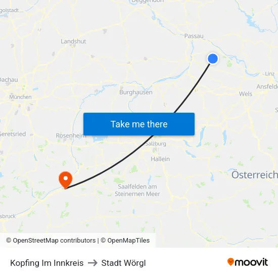 Kopfing Im Innkreis to Stadt Wörgl map