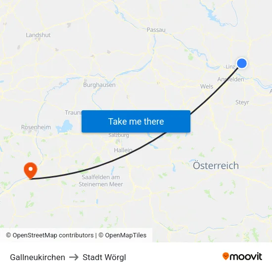 Gallneukirchen to Stadt Wörgl map