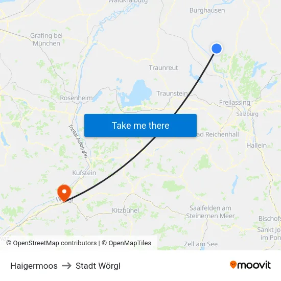 Haigermoos to Stadt Wörgl map