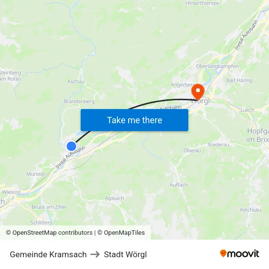 Gemeinde Kramsach to Stadt Wörgl map