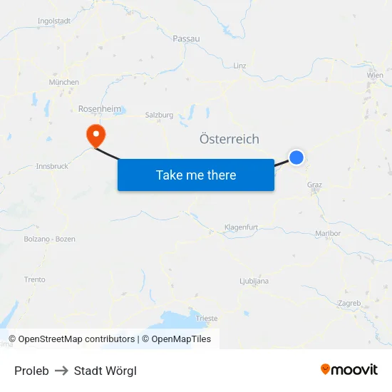 Proleb to Stadt Wörgl map
