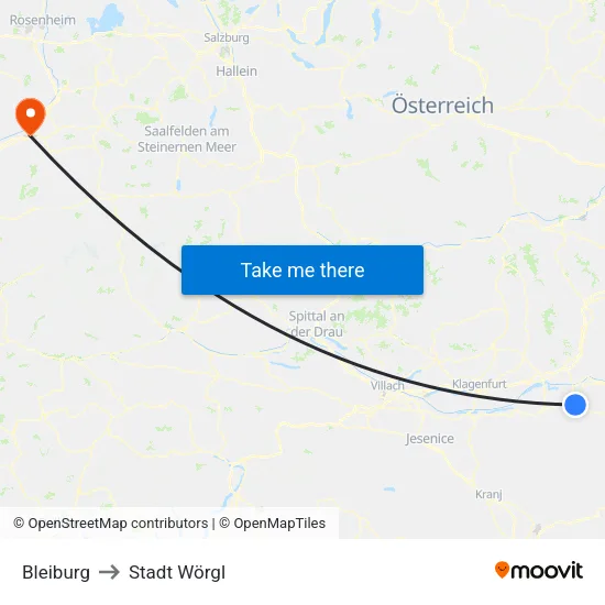 Bleiburg to Stadt Wörgl map